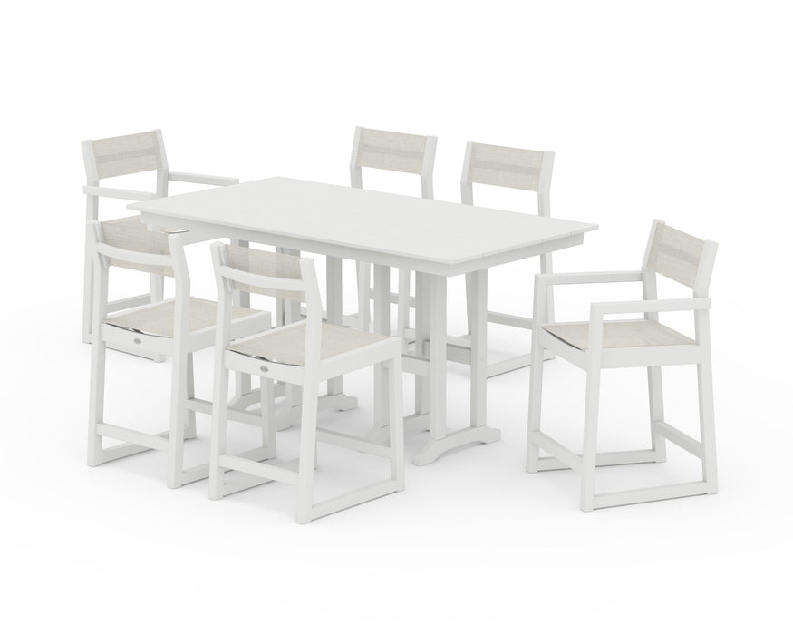 POLYWOOD® EDGE Sling 7-Piece Farmhouse Counter Set