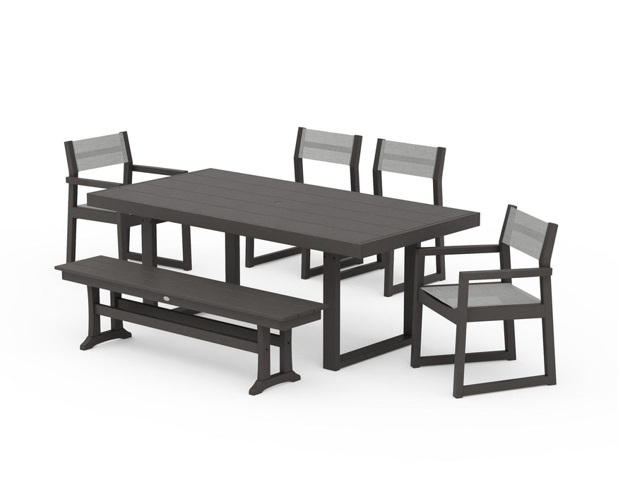 POLYWOOD® EDGE Sling 6-Piece Dining Set with Bench