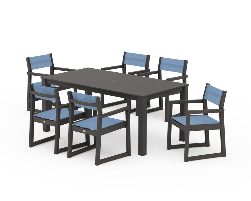 POLYWOOD® EDGE Sling Arm Chair 7-Piece Parsons Dining Set