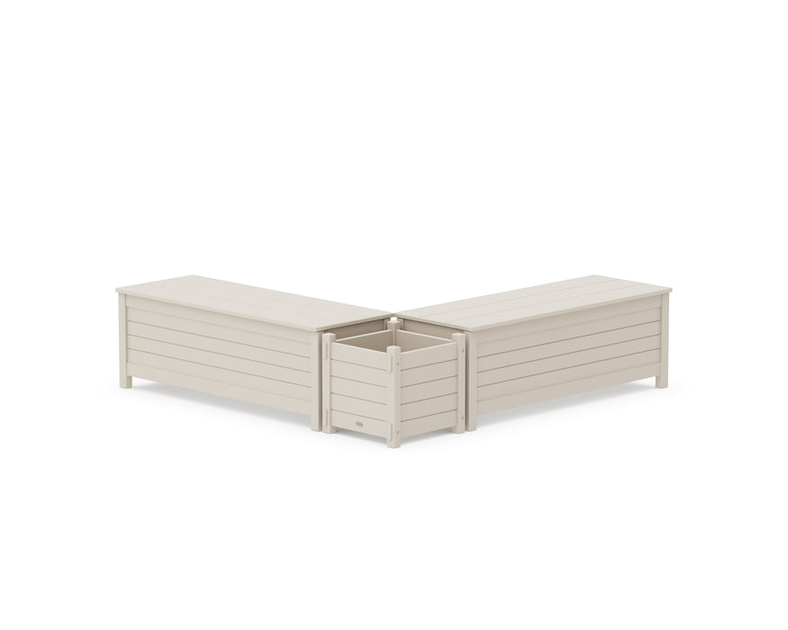 POLYWOOD® 48" Nautical L- Shaped Planter Storage Bench Set