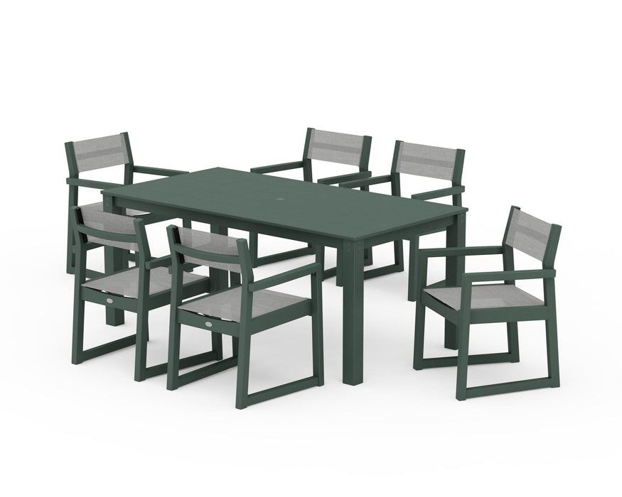 POLYWOOD® EDGE Sling Arm Chair 7-Piece Parsons Dining Set