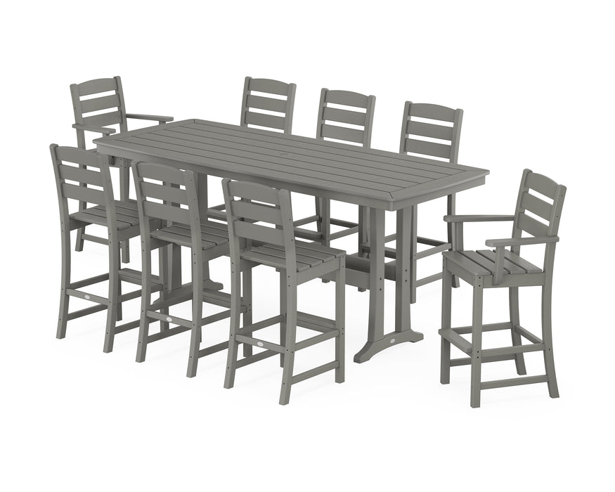 POLYWOOD Lakeside 9-Piece Bar Set with Trestle Legs