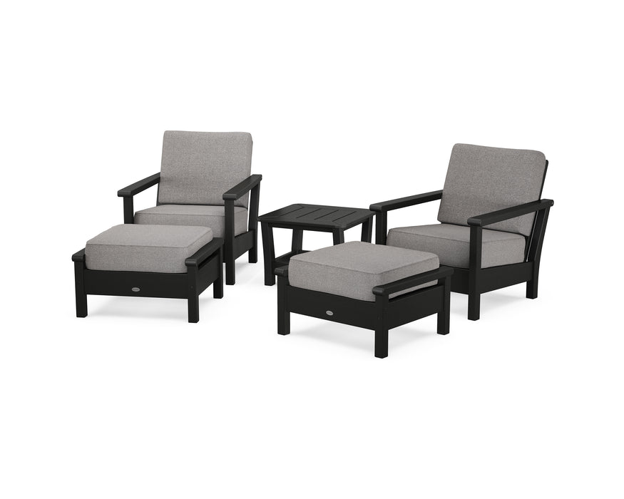 POLYWOOD Harbour 5-Piece Deep Seating Chair Set in Black / Grey Mist