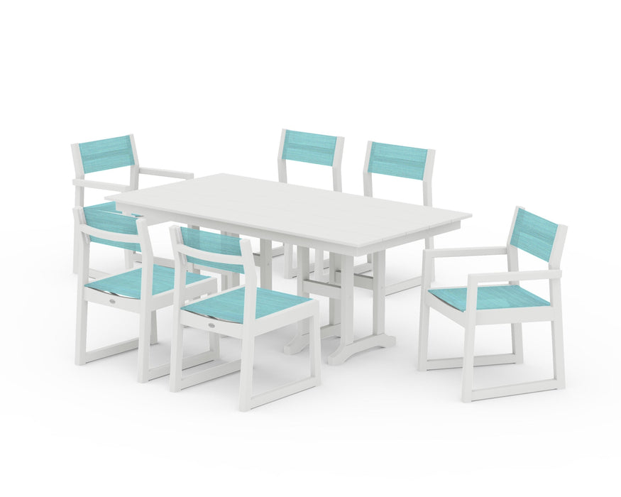 POLYWOOD® EDGE Sling 7-Piece Farmhouse Dining Set