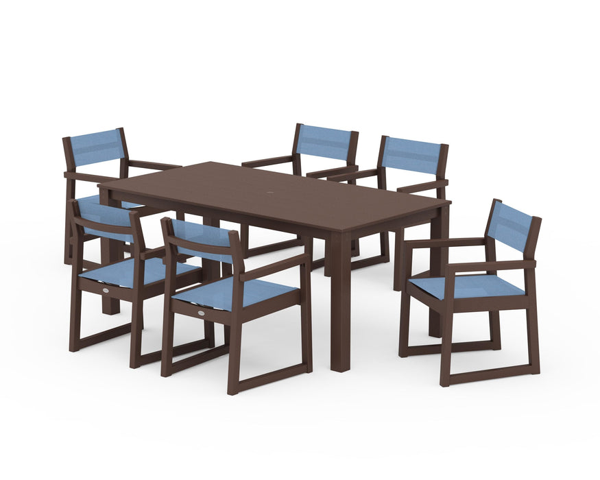 POLYWOOD® EDGE Sling Arm Chair 7-Piece Parsons Dining Set
