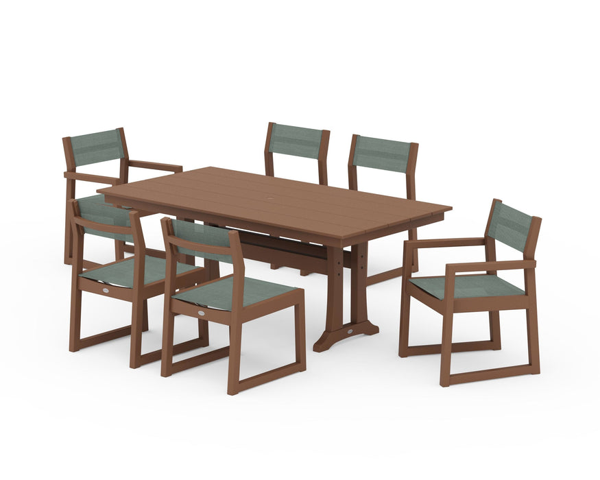 POLYWOOD® EDGE Sling 7-Piece Farmhouse Trestle Dining Set