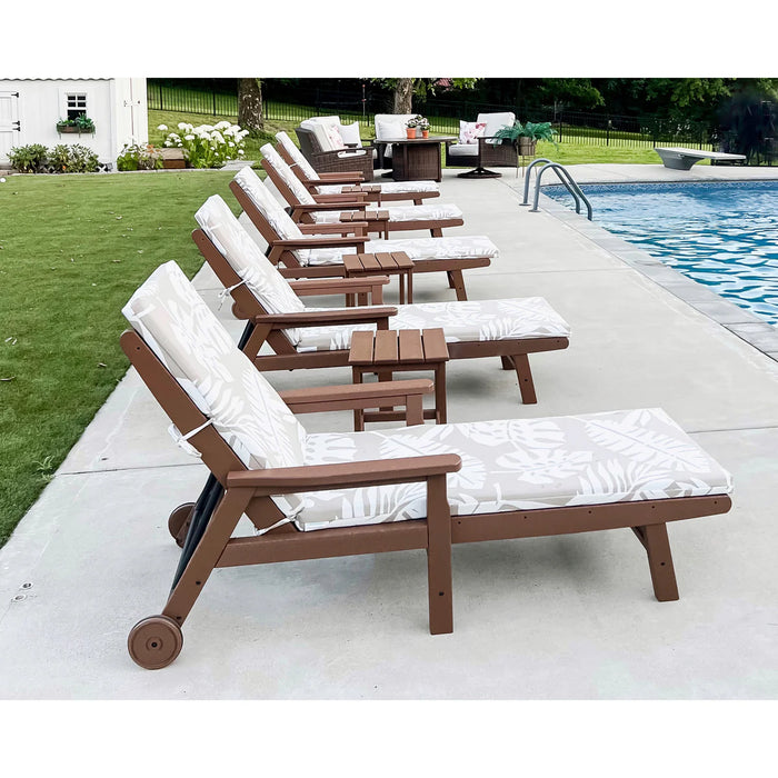 Polywood Vineyard Chaise with Arms and Wheels