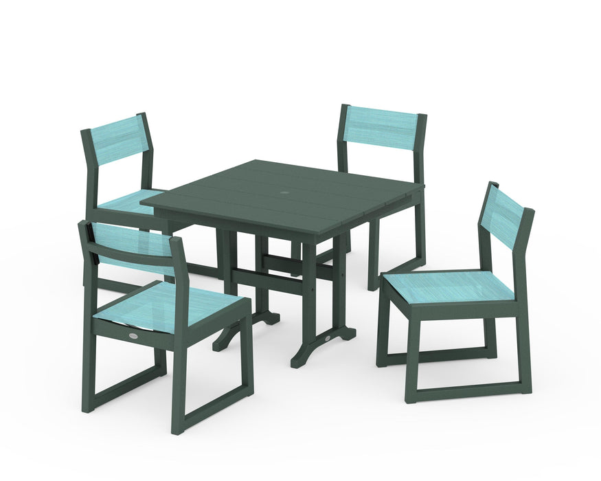 POLYWOOD® EDGE Sling Side Chair 5-Piece Farmhouse Dining Set