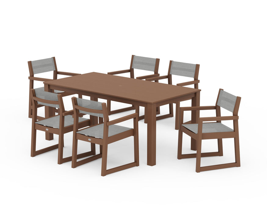 POLYWOOD® EDGE Sling Arm Chair 7-Piece Parsons Dining Set