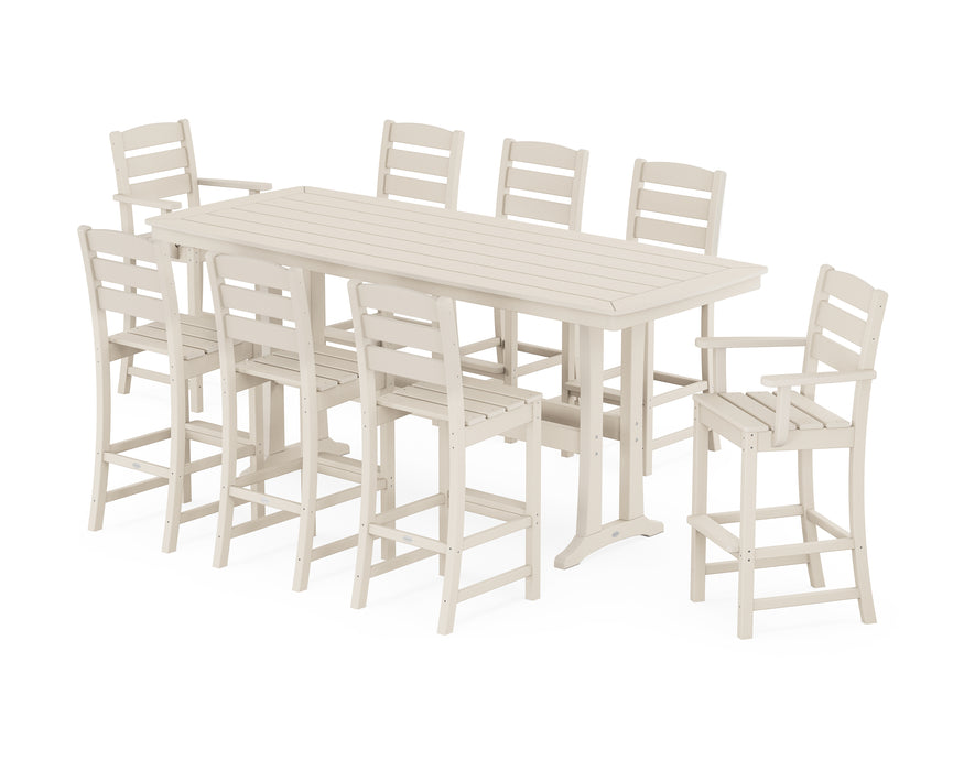 POLYWOOD Lakeside 9-Piece Bar Set with Trestle Legs