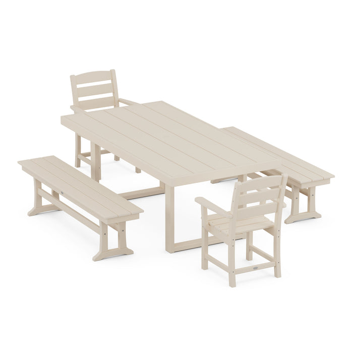 POLYWOOD Lakeside 5-Piece Dining Set with Trestle Legs