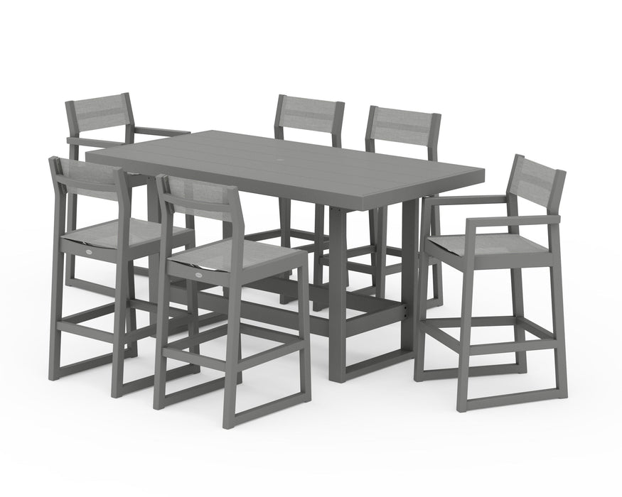 POLYWOOD® EDGE Sling 7-Piece Bar Table Set