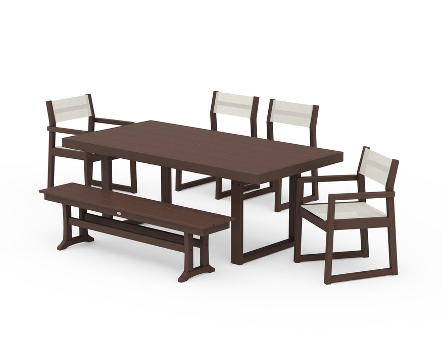 POLYWOOD® EDGE Sling 6-Piece Dining Set with Bench
