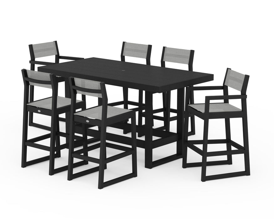 POLYWOOD® EDGE Sling 7-Piece Bar Table Set