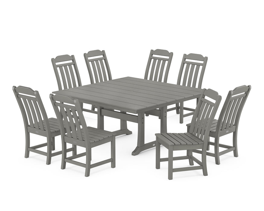 Country Living by POLYWOOD 9-Piece Square Farmhouse Side Chair Dining Set with Trestle Legs