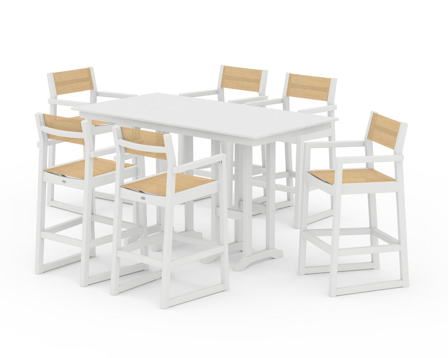 POLYWOOD® EDGE Sling Arm Chair 7-Piece Farmhouse Bar Set