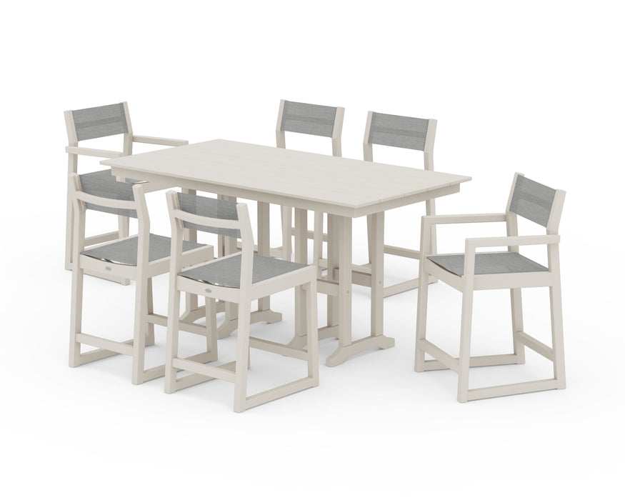 POLYWOOD® EDGE Sling 7-Piece Farmhouse Counter Set