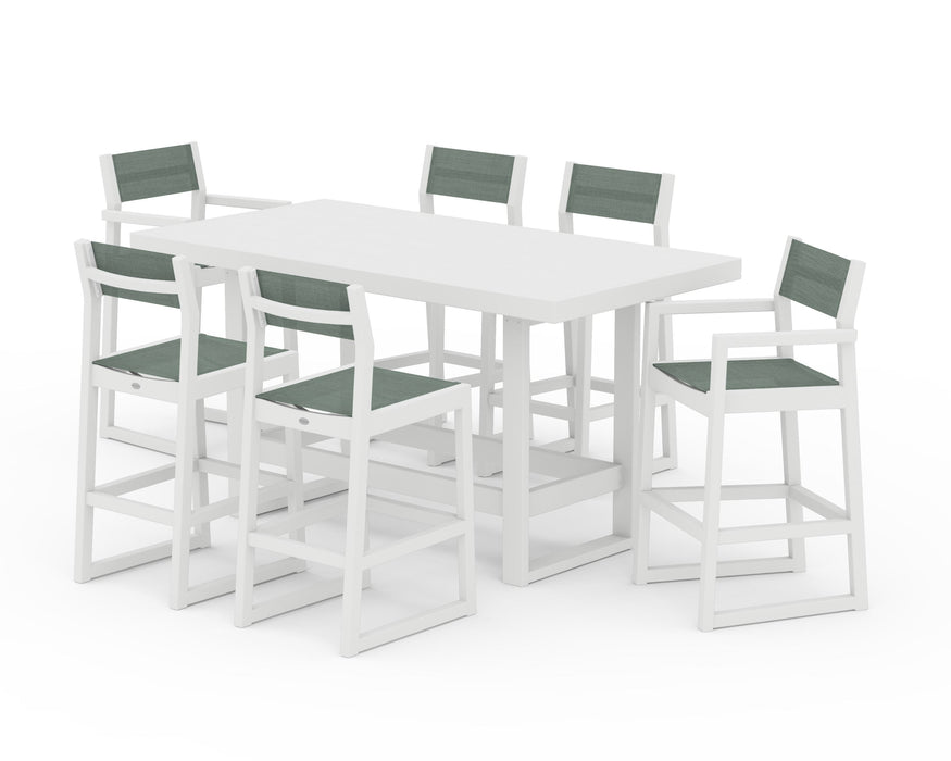 POLYWOOD® EDGE Sling 7-Piece Bar Table Set