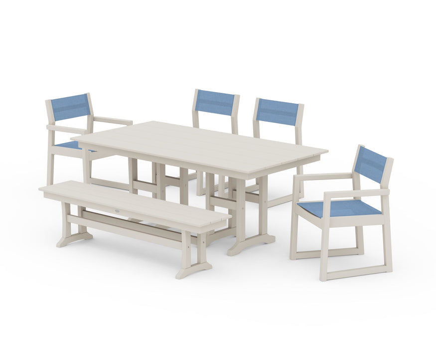 POLYWOOD® EDGE Sling 6-Piece Farmhouse Dining Set