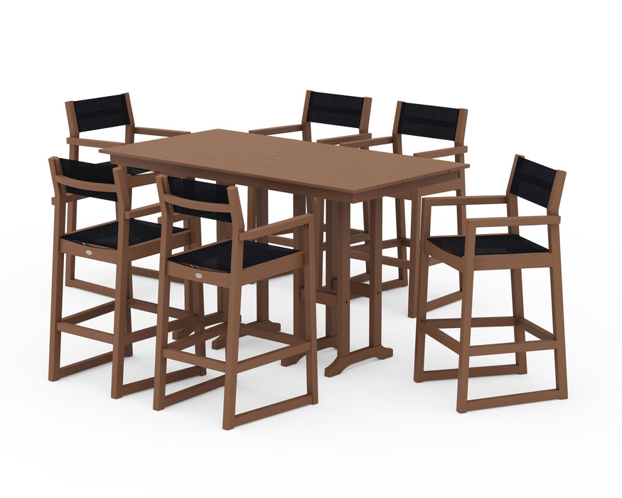 POLYWOOD® EDGE Sling Arm Chair 7-Piece Farmhouse Bar Set