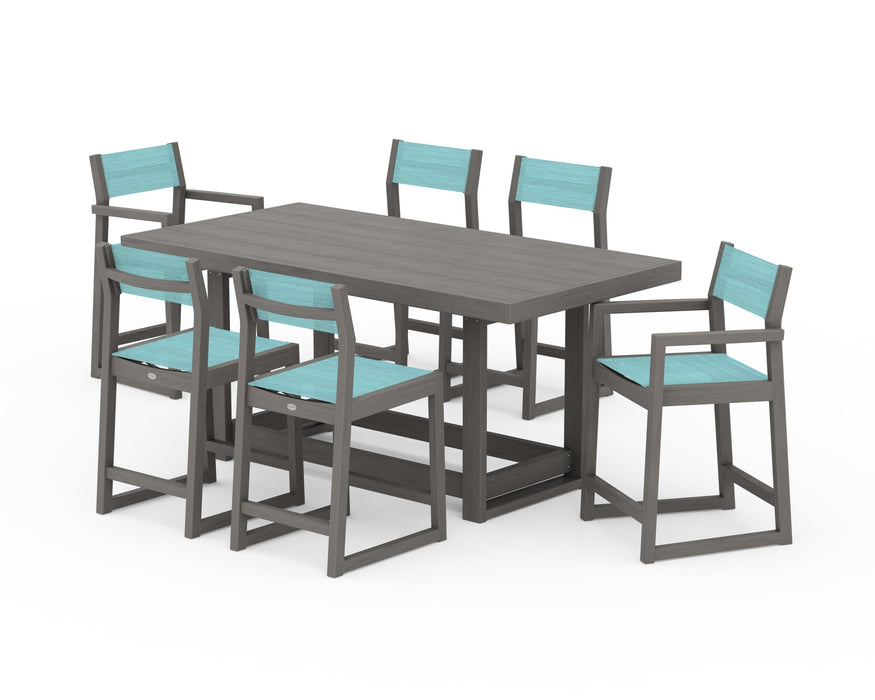 POLYWOOD® EDGE Sling 7-Piece Counter Table Set