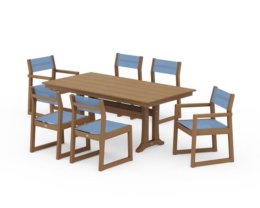 POLYWOOD® EDGE Sling 7-Piece Farmhouse Trestle Dining Set