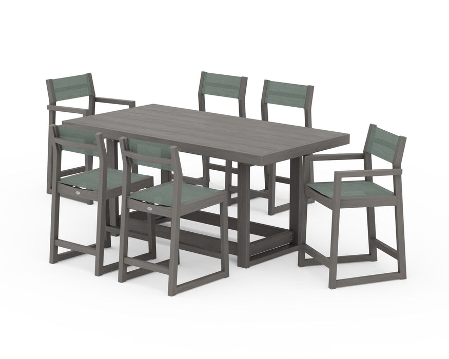 POLYWOOD® EDGE Sling 7-Piece Counter Table Set