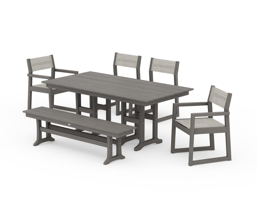 POLYWOOD® EDGE Sling 6-Piece Farmhouse Dining Set