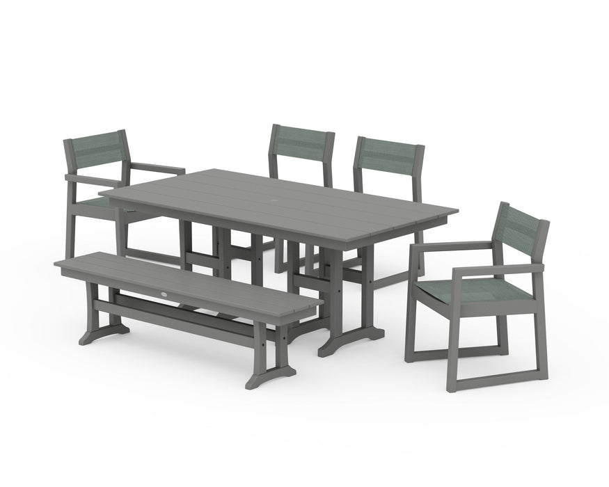 POLYWOOD® EDGE Sling 6-Piece Farmhouse Dining Set