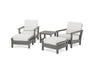 POLYWOOD Harbour 5-Piece Deep Seating Chair Set in Slate Grey / Natural Linen