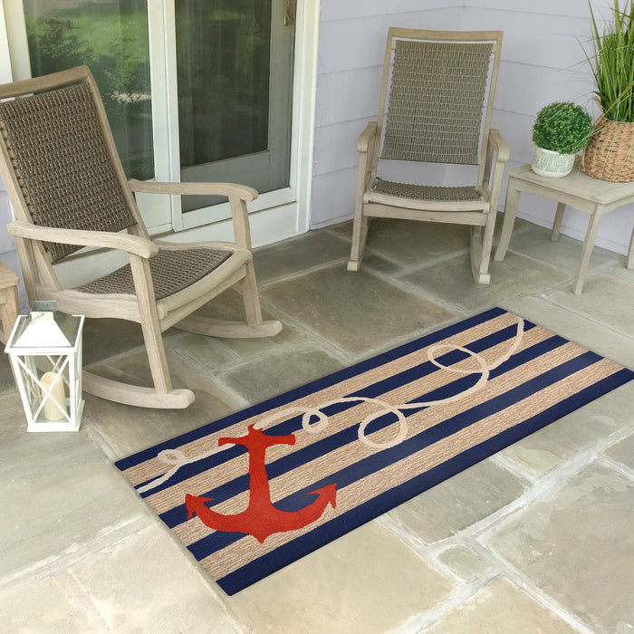 1400/33 Anchor Outdoor Rug-Red/Blue 2'x5'