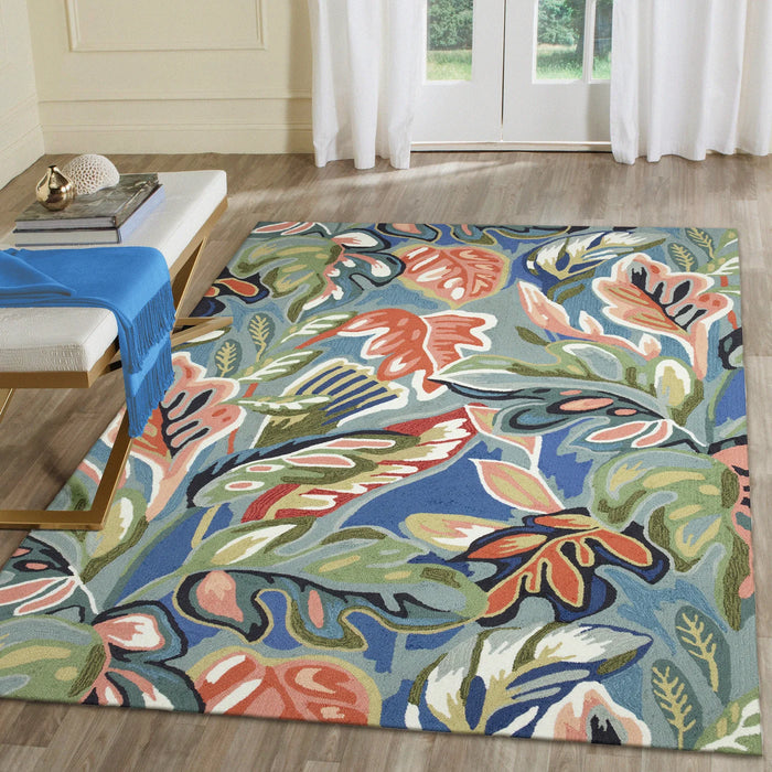 1740/04 Capri On Holiday Indoor/Outdoor Rug Aqua by Trans Ocean