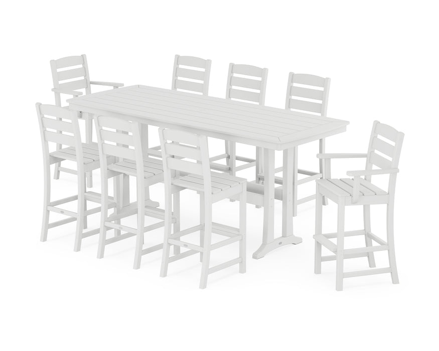 POLYWOOD Lakeside 9-Piece Bar Set with Trestle Legs