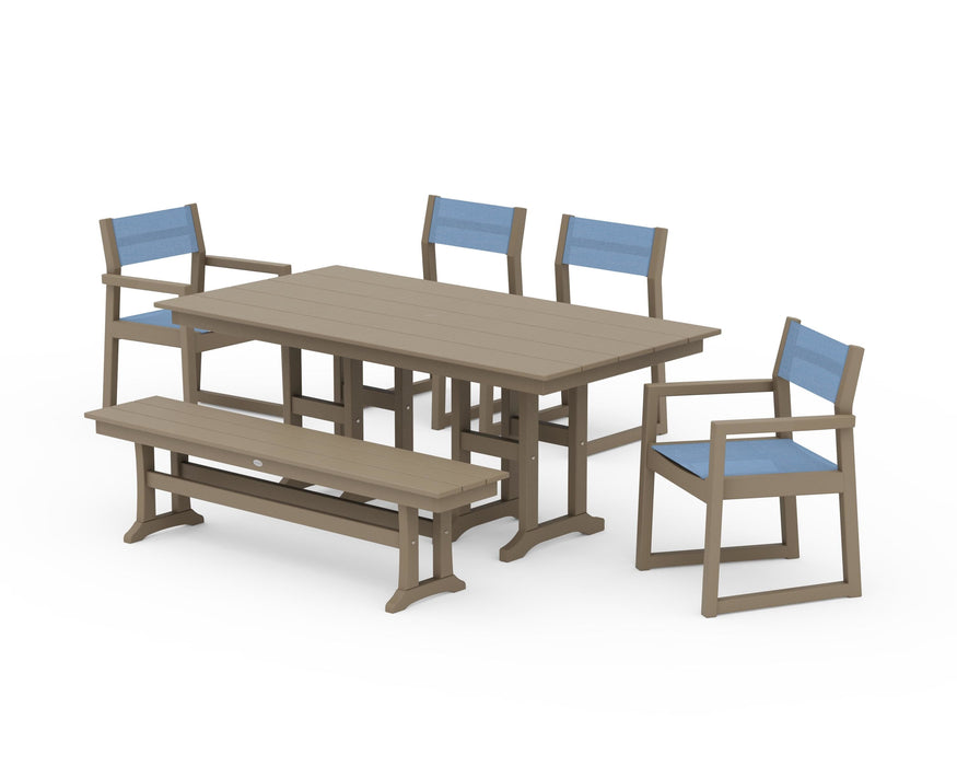 POLYWOOD® EDGE Sling 6-Piece Farmhouse Dining Set