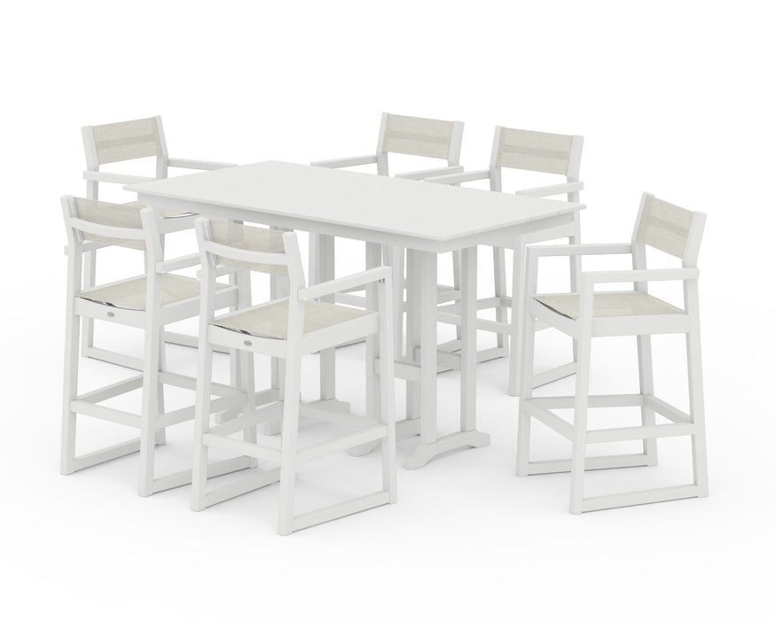 POLYWOOD® EDGE Sling Arm Chair 7-Piece Farmhouse Bar Set