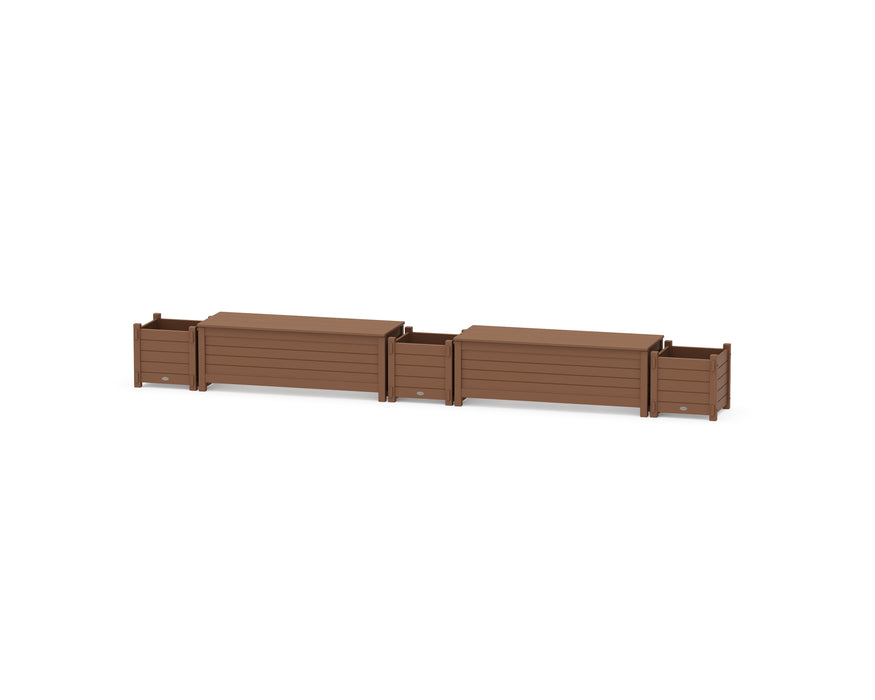 POLYWOOD® 48" Nautical Straight Double Planter Storage Bench Set
