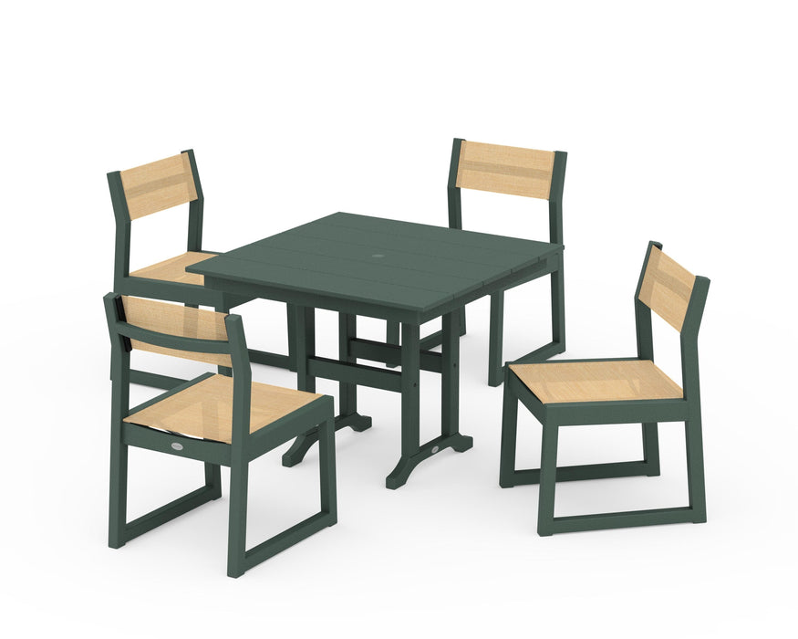 POLYWOOD® EDGE Sling Side Chair 5-Piece Farmhouse Dining Set