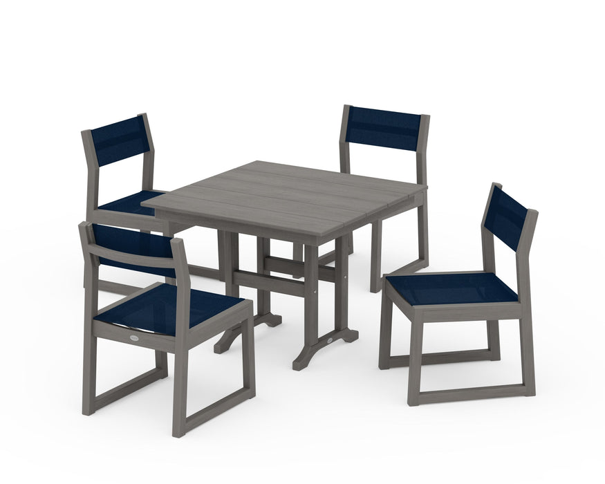 POLYWOOD® EDGE Sling Side Chair 5-Piece Farmhouse Dining Set