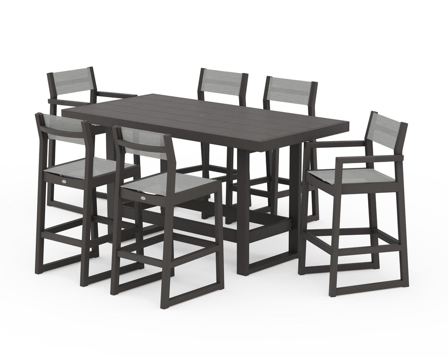 POLYWOOD® EDGE Sling 7-Piece Bar Table Set