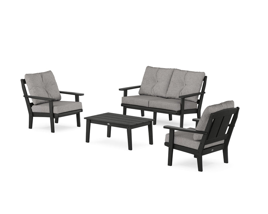 POLYWOOD Mission 4-Piece Deep Seating Set with Loveseat in Black / Grey Mist
