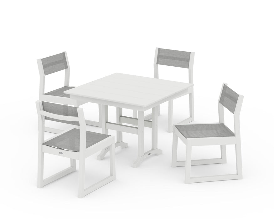 POLYWOOD® EDGE Sling Side Chair 5-Piece Farmhouse Dining Set