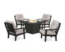 POLYWOOD Mission 5-Piece Deep Seating Set with Fire Pit Table in Black / Dune Burlap