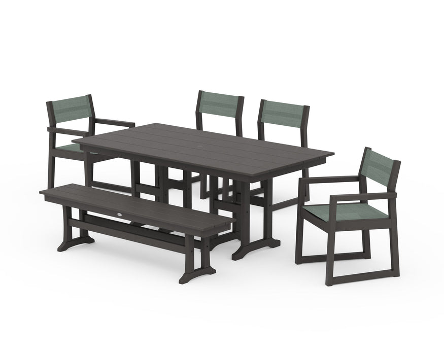 POLYWOOD® EDGE Sling 6-Piece Farmhouse Dining Set