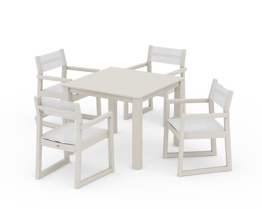 POLYWOOD® EDGE Sling Arm Chair 5-Piece Parsons Dining Set