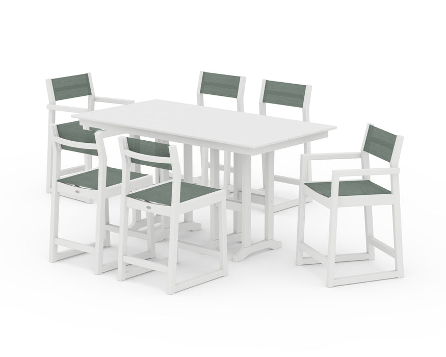 POLYWOOD® EDGE Sling 7-Piece Farmhouse Counter Set