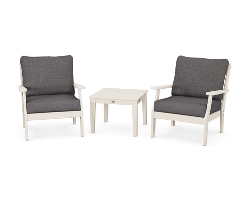 POLYWOOD Braxton 3-Piece Deep Seating Set in Sand / Ash Charcoal