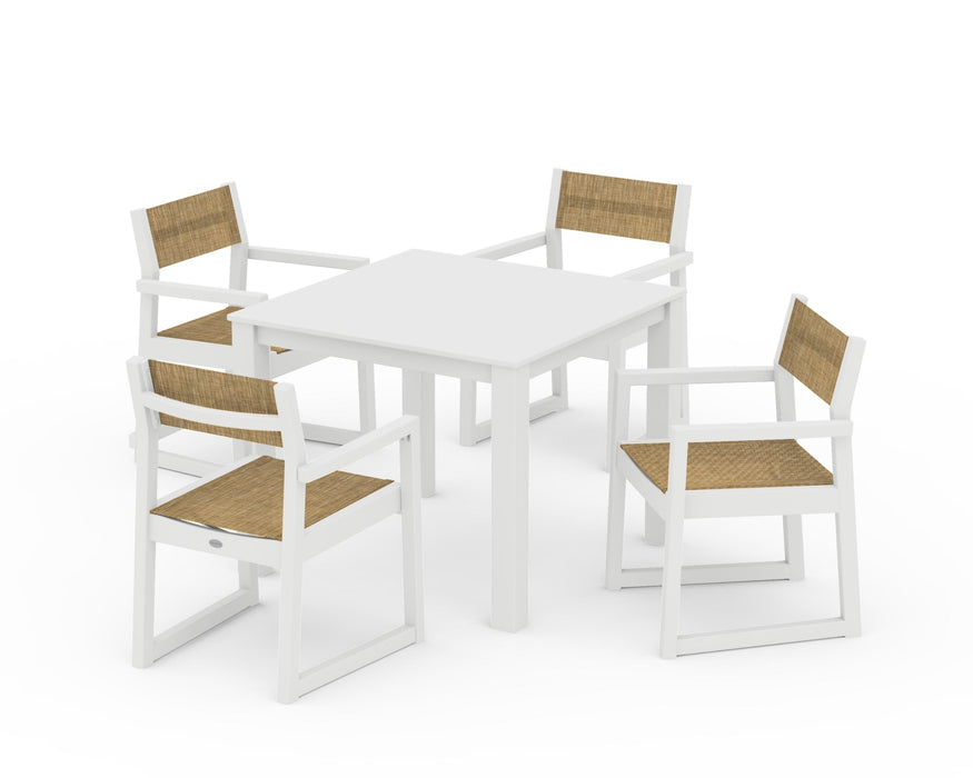 POLYWOOD® EDGE Sling Arm Chair 5-Piece Parsons Dining Set