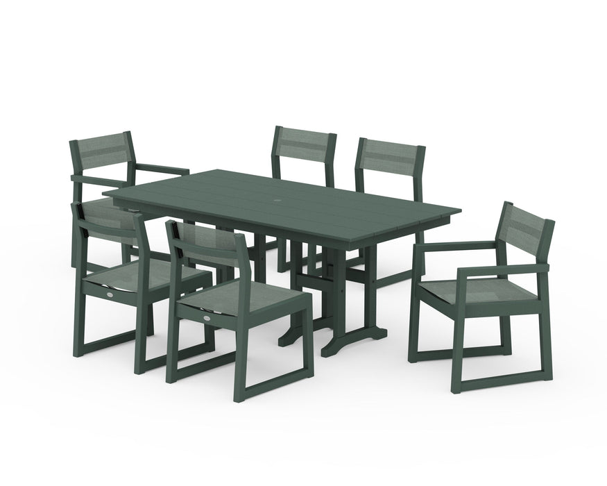 POLYWOOD® EDGE Sling 7-Piece Farmhouse Dining Set