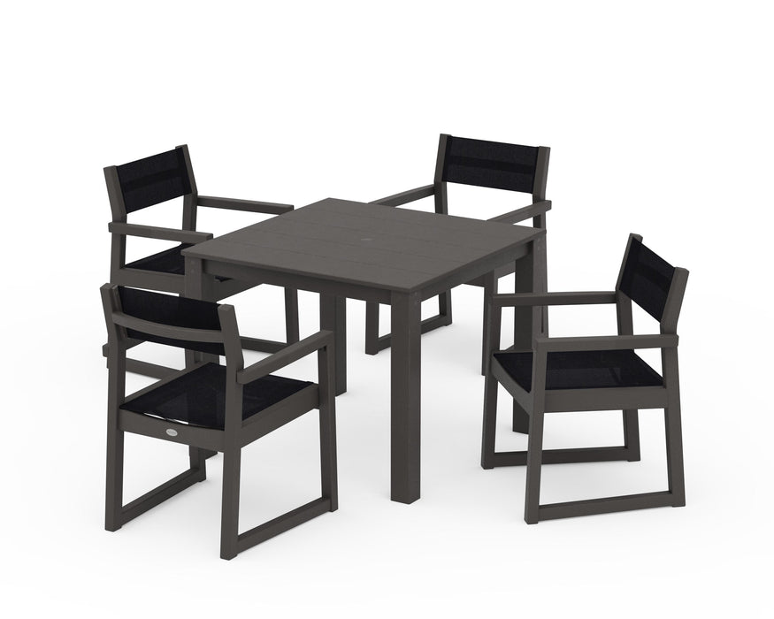 POLYWOOD® EDGE Sling Arm Chair 5-Piece Parsons Dining Set