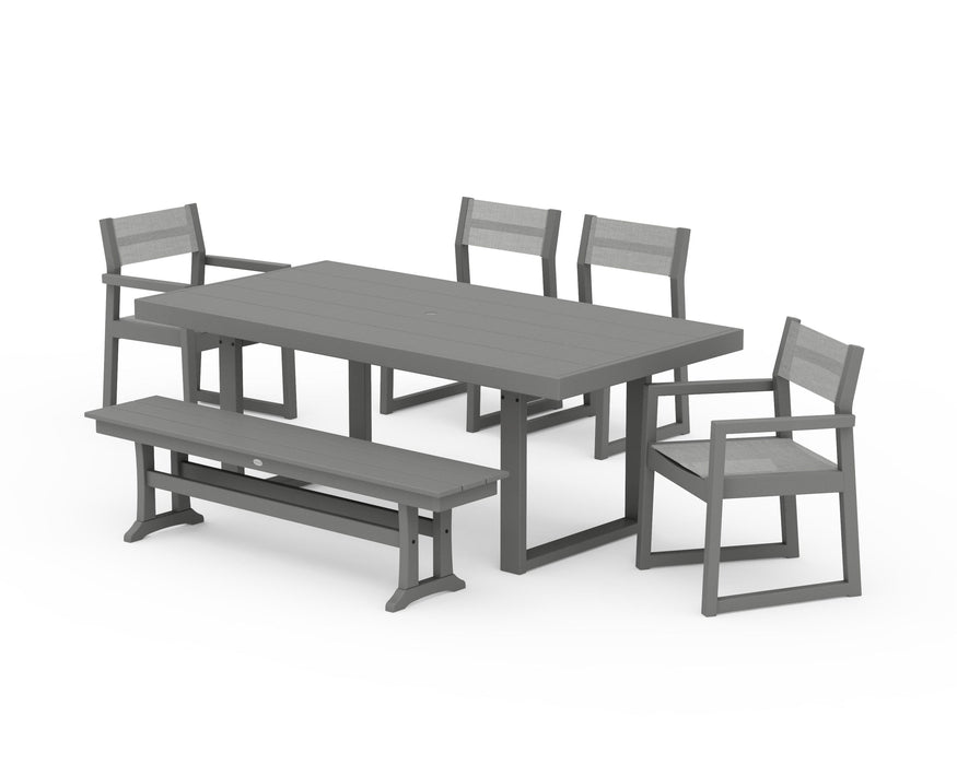 POLYWOOD® EDGE Sling 6-Piece Dining Set with Bench
